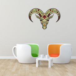 T&ecirc;te d'antilope en motifs fleuris