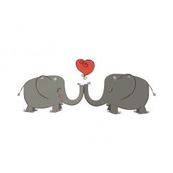 Deux &eacute;l&eacute;phants s'embrassent avec leurs trompes