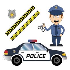 Policier et sa voiture