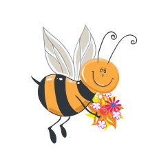 Abeille portant un bouquet de fleurs